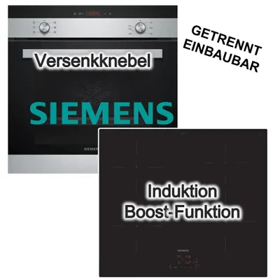 Produktbild von Siemens Herdset Einbau-Backofen 3D-Heißluft, Schnellaufheizung + Induktionskochfeld powerBoost, touchControl
