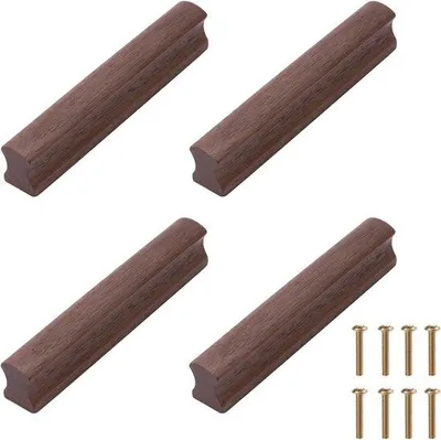 Immagine prodotto di Maniglie in legno per armadi - Maniglia per cassetto, maniglia per porta - 4 pezzi - Noce nero