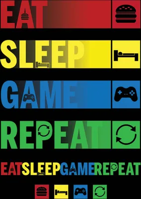 Zdjęcie produktu dla Plakat Eat Sleep Game Repeat 61x91.5cm