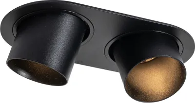 Produktbild von QAZQA - Modern Einbauleuchte schwarz GU10 50mm 2-flammig - Installa I Wohnzimmer I Schlafzimmer - Metall Rund - LED geeignet GU10
