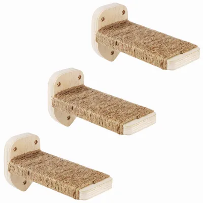 Productafbeelding van 3 stuks kattenplanken voor aan de muur, kattenrekken en zitstokken voor wandmontage