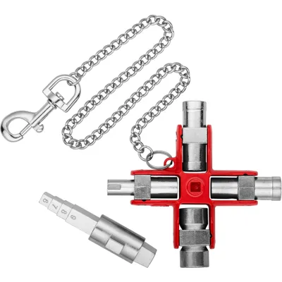 Zdjęcie produktu dla Knipex 00 11 06 V01, Metaliczny, Czerwony, Cynk odlewany ciśnieniowo, 4 x noga, Okrągły, Półkole, Kwadrat, Trójkąt, 8-9 mm, 6 mm