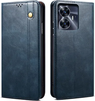 Produktbild von Realme C55 Hülle, Leder Flip Brieftasche Schutzhülle mit Standfunktion für Realme C55 Blau