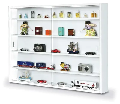 Produktbild von Oulx - Vitrine, Weiß, 60x80x10h cm, 4 Böden