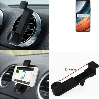 Produktbild von K-S-Trade Lüftungshalterung kompatibel mit Xiaomi Redmi K40S KFZ-Halterung Autohalterung Handy-halterung Lüftungsgitter Lüftungsschlitze Schwarz