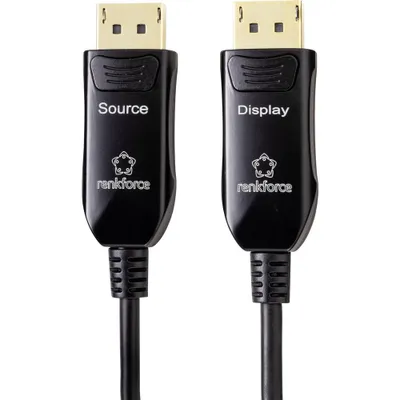 Imagen del producto de Cable de conexión de fibra óptica Renkforce / DisplayPort. Conectores DisplayPort, DisplayPort. Longitud: 50.00 metros. Color: . Resolución: UHD 8K a 60 Hz