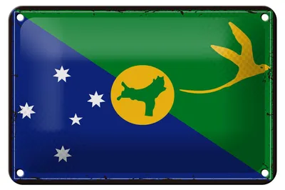 Produktbild von Blechschild Flagge Weihnachtsinsel 18x12cm Retro Flag