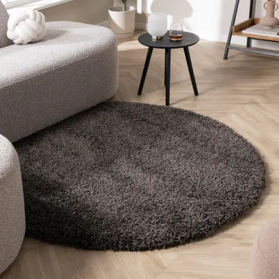 Produktbild von Volero - Runder Wohnzimmer Teppich - Yves Anthrazit - Ø 160 cm - Wohnzimmer, Schlafzimmer - Klassik, Ländlich, Modern