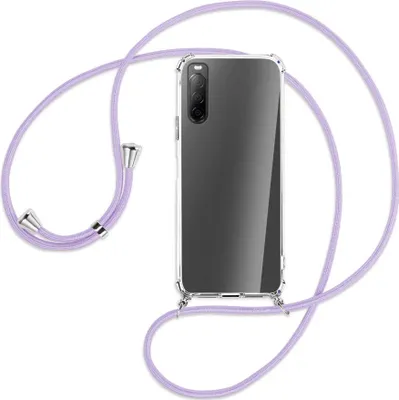 Produktbild von Handykette Backcover-Schutzhülle mit Band (Metall silberfarben) für Sony Xperia 10 II - violett