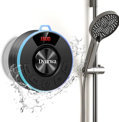 Produktbild von Wasserdichter Bluetooth Duschlautsprecher mit Saugnapf, Tragbarer Bluetooth 5.3 Lautsprecher, Stereo-Sound, 10 Std Akku, RGB-Licht, IPX7