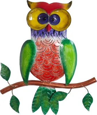 Produktbild von Wanddeko Eule Uhu Vogel Metall Deko Hänger Bild Tier Figur Wandbild Skulptur
