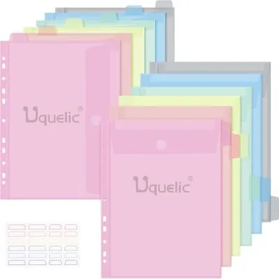 Produktbild von 12 Stück A4 Dokumentenmappe zum Abheften, 6 Farben Sichttaschen, Wasserdichte Mappen A4 mit 11 Lochrand, 2 Arten Dokumententaschen für Dokumente Organisieren - Macaron-Farbe