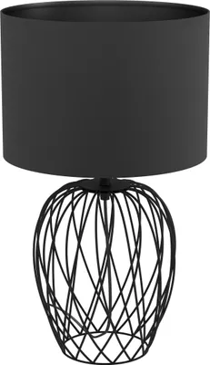 Produktbild von EGLO Tischlampe Nimlet, Tischleuchte, monochrom, Nachttischlampe aus Textil und Metall in Schwarz, Wohnzimmerlampe, Lampe mit Schalter, E27 Fassung