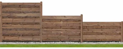 Produktbild von WOODTEX Braun 180x180 cm Sichtschutzzaun, Gartenzaun aus Kiefer, Bohlenzaun, Doppelstabmattenfüllung, Lärmschutz, Windschutz, Montage Set