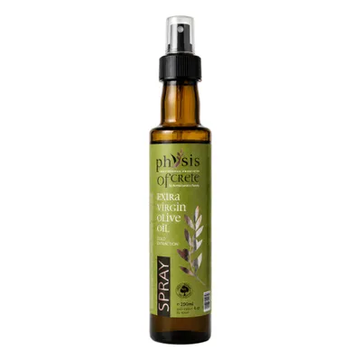 Physis of Crete Olivenöl-Spray 250 ml Glasflasche auf weißem Grund