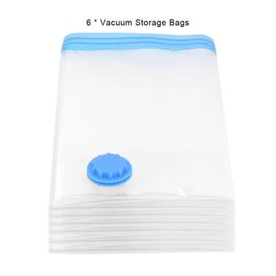 Image de 6Pcs vide compressé peu encombrant stockage sacs vêtements oreiller organisateur de voyage (70*100cm)