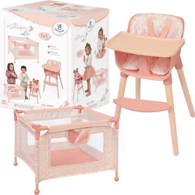 Zdjęcie produktu dla Krzesełko do karmienia i łóżeczko dla lalek 2w1 DeCuevas Toys 40074