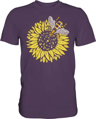 Produktbild von Biene Sonnenblumen T-Shirt Gärtner Imker Geschenk Garten – Urban Purple / 3XL