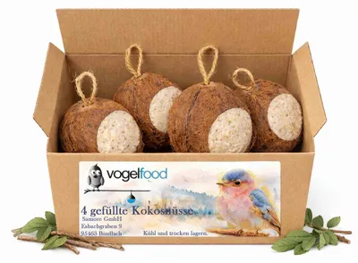 Produktbild von 4 Stck Kokosnüsse ganz Vogelfutter Fettfutter Winterfutter