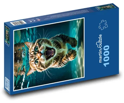 Produktbild von Puzzle 1000 Katze unter Wasseroberfläche - martinpuzzle
