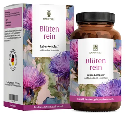 Produktbild von Leber Komplex mit Mariendistel, Artischocke, Cholin & Löwenzahn - BLÜTENREIN - 120 vegane Kapseln - NATURTREU®