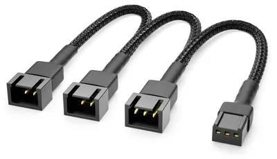 Produktbild von deleyCON 20cm 3-Pin Lüfter Verteilerkabel Nylonmantel - Schwarz