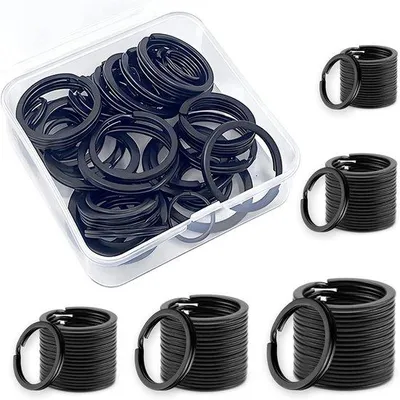 Produktbild von Schwarze Schlüsselrings für Basteln - 50 Stück - verschiedene Größen