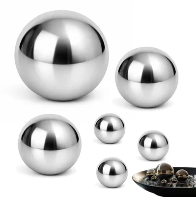 Dekokugeln aus Edelstahl, 6er-Set, 3 Größen, silber