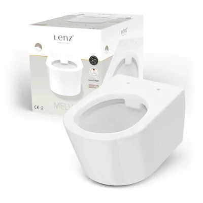 Produktbild von Lenz MELVA Wand-WC Weiß D-Form spülrandlos mit KeepClean™ Glasur, HelpFix Montage, für Vorwandelemente 41030161