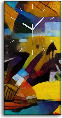 Produktbild von Wandbild Leinwand Bilder mit Uhr Geräuschlos 30x60 Malerei Abstrakte Kunst Bunt - weiße Hände