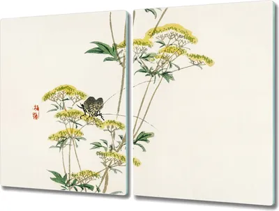 Produktbild von Coloray Herdabdeckplatte 2x40x52 cm Schneidebrett Kochplattenabdeckung Küchenbrett Hackbrett - Zweige der Blumen