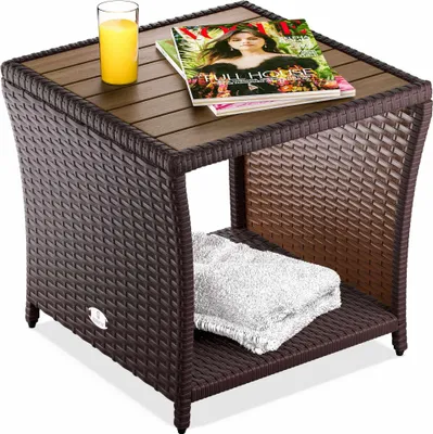 Produktbild von Polyrattan side table brown 45x45x40cm