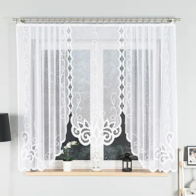 Produktbild von EWELINA - Fertiggardine aus Jacquard mit Schnitt unten - 300x160 cm - weiß