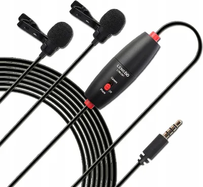 Imagen del producto de Micrófono de corbata doble, lavalier, con conector mini jack de 3,5 mm, marca LENSGO / LYM-DM1