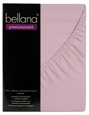 Produktbild von Bellana premiumstretch - Edel-Elastic-Jersey Spannbetttuch 90-120 x 200-220 cm zartrosa 165g/m², 95% gekämmte Mako Baumwolle, 5% Elasthan