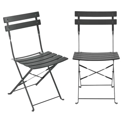Productafbeelding van AndOutdoorMatch Bistroset Shenna – Tuintafel van metaal – met 2 tuinstoelen – donkergrijs – staal – inklapbaar