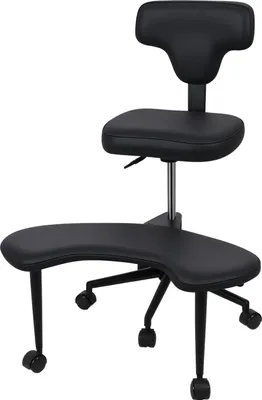 Produktbild von Schreibtischstuhl für Schneidersitz - Bürostuhl - Ergonomisch - Lendenstütze - Höhenverstellbar - Drehbar 360° - Mit Rollen - Schwarz