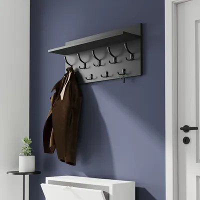 Obrázok produktu pre AKKE Anthrazit Horizontaler Garderobe VERTI - BLK háčiky ŠxV: 70x40 cm