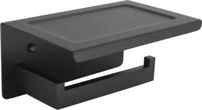 Produktbild von Toilettenpapierhalter ohne Bohren Aluminium Klopapierhalter mit 17 cm Ablage, Selbstklebende WC Papier Halterung mit 2 Klebehaken