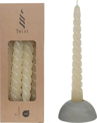 Produktbild von Spiralkerzen im Set mit 4 Stück, Höhe 19cm, in vielen Farben erhältlich | Twisted Candle, Farbe:Creme | Beige