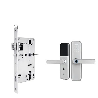 Image de Serrure de porte intelligente à empreinte digitale, connexion WiFi, accès sans clé, 5572 argent