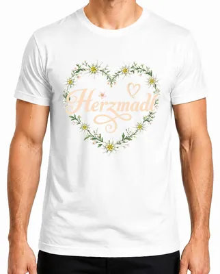 Imagen del producto de Herzmadl Edelweiss, camisa tradicional, pantalones de cuero, para hombre, camiseta, blanco, talla L