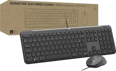 Obrázek produktu pro Logitech 920-013344, Kabel, USB, Nůžkový spínač, AZERTY, Grafit, Obsahuje myš