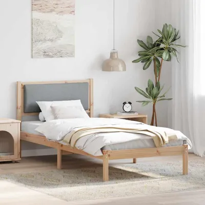 Zdjęcie produktu dla Maison Exclusive – rama łóżka jasnoszara 90 x 190 cm lite drewno sosnowe