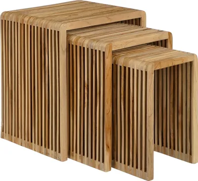 Image de Mica Decorations Table d'appoint Yonker - 44x34x50 cm - Bois - Marron - Set de 3