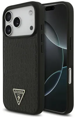 Productafbeelding van Guess Croco Driehoek Logo MagSafe Apple iPhone 18 Pro / 17 Pro, zwart