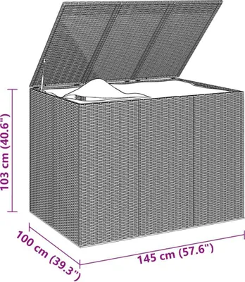 Produktbild von vidaXL Garten-Kissenbox PE Rattan 145x100x103 cm Schwarz