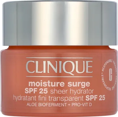 Produktbild von Clinique Moisture Surge SPF 25 Sheer Hydrator, Frauen, 50 ml, Creme, Jeder Hauttyp, Anti-Mitesser, Anti-Reizung, Feuchtigkeitsspendend, Schutz, Topf
