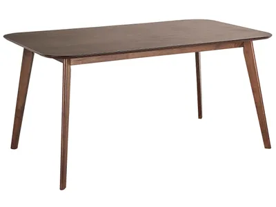 Produktbild von BELIANI Esszimmertisch Dunkles Mahagoni Holz Gummibaumholz / MDF- Platte 150 x 90 cm Sitzplätze für bis zu 6 Personen Rechteckig Klassisch