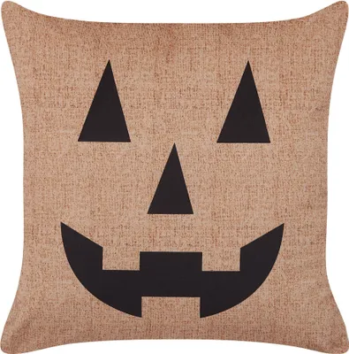 Produktbild von BELIANI Dekokissen Beige Samtstoffbezug mit Polyester-Füllung 45 x 45 cm Halloween Kürbis Motiv Zweiseitig Bedruckt Wohn- u. Schlafzimmer Diele Flur
